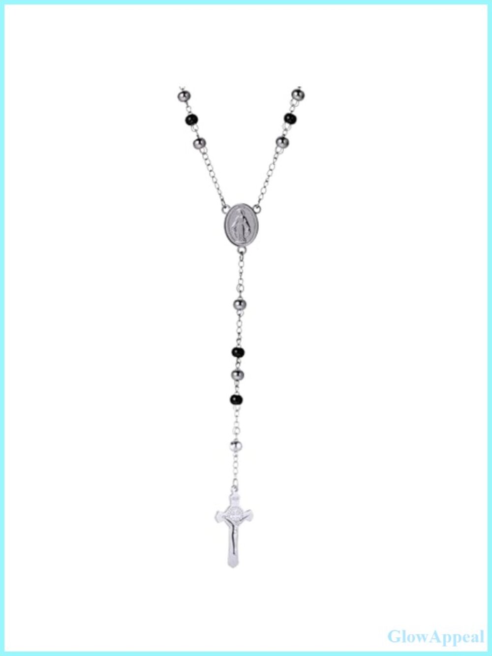 Stainless Steel Virgin Mary Cross Necklace Pendant Religious Gift